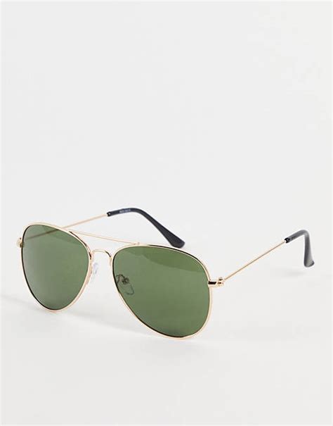 Pilotensonnenbrille Schwarz,Gold 